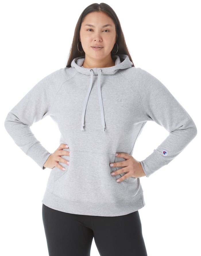 Sudadera Con Capucha Champion Mujer - Plus Powerblend Classic Embroidered C Logo ( Gris ) 9785246-WQ